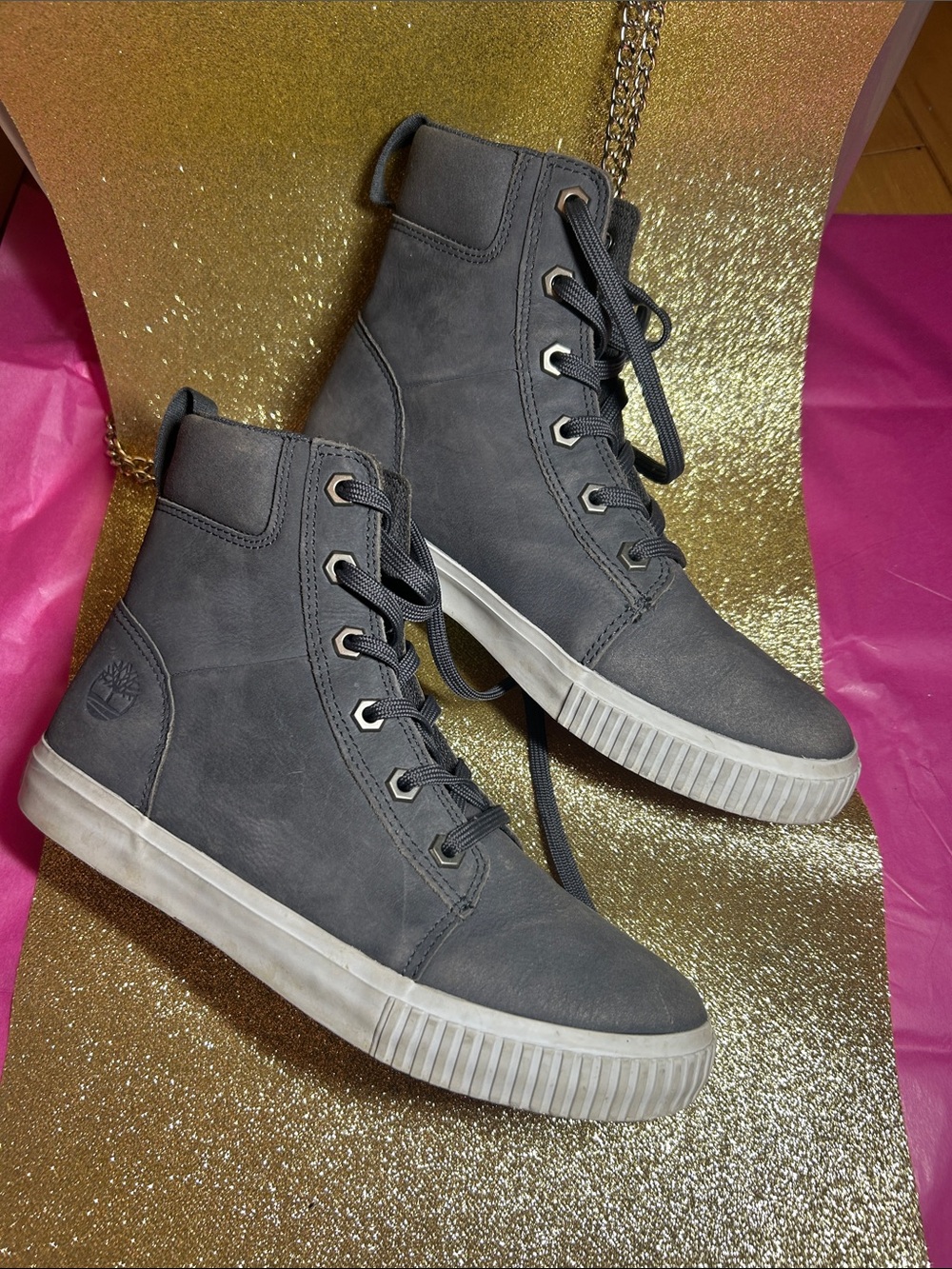 Timberland Women's Dark Gray High-Top Lace-Up Sneakers